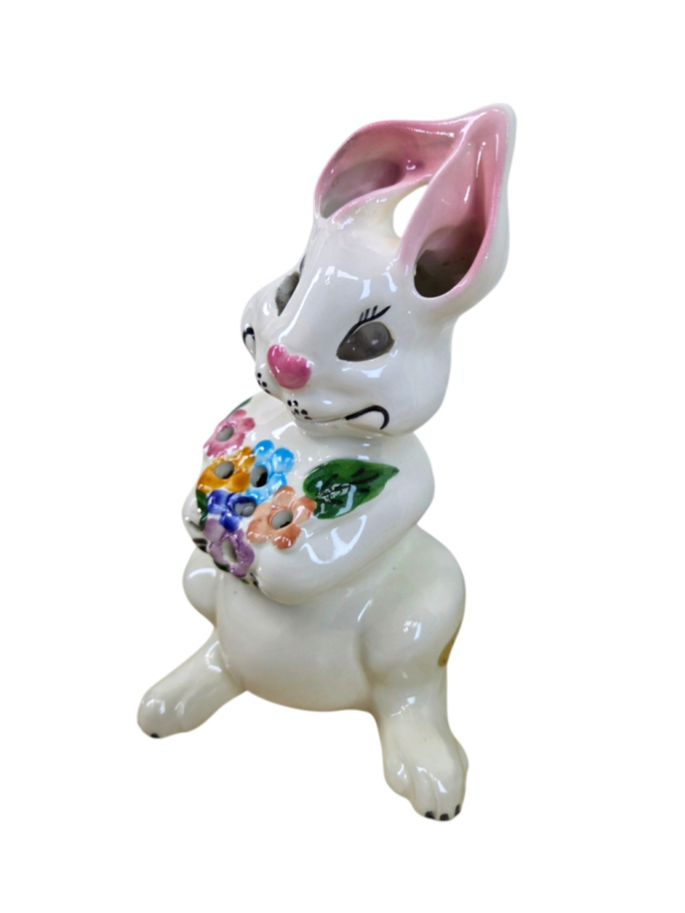 Vintage McCoy Easter Bunny McLights Ceramic Flower Frog Vase Luminary USA - Picture 2 of 9